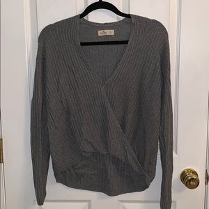 Hollister cross front gray sweater